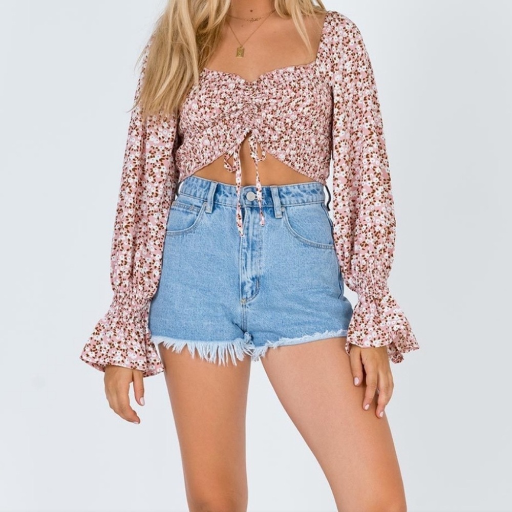 Princess Polly Pink Floral Smocked Blouse